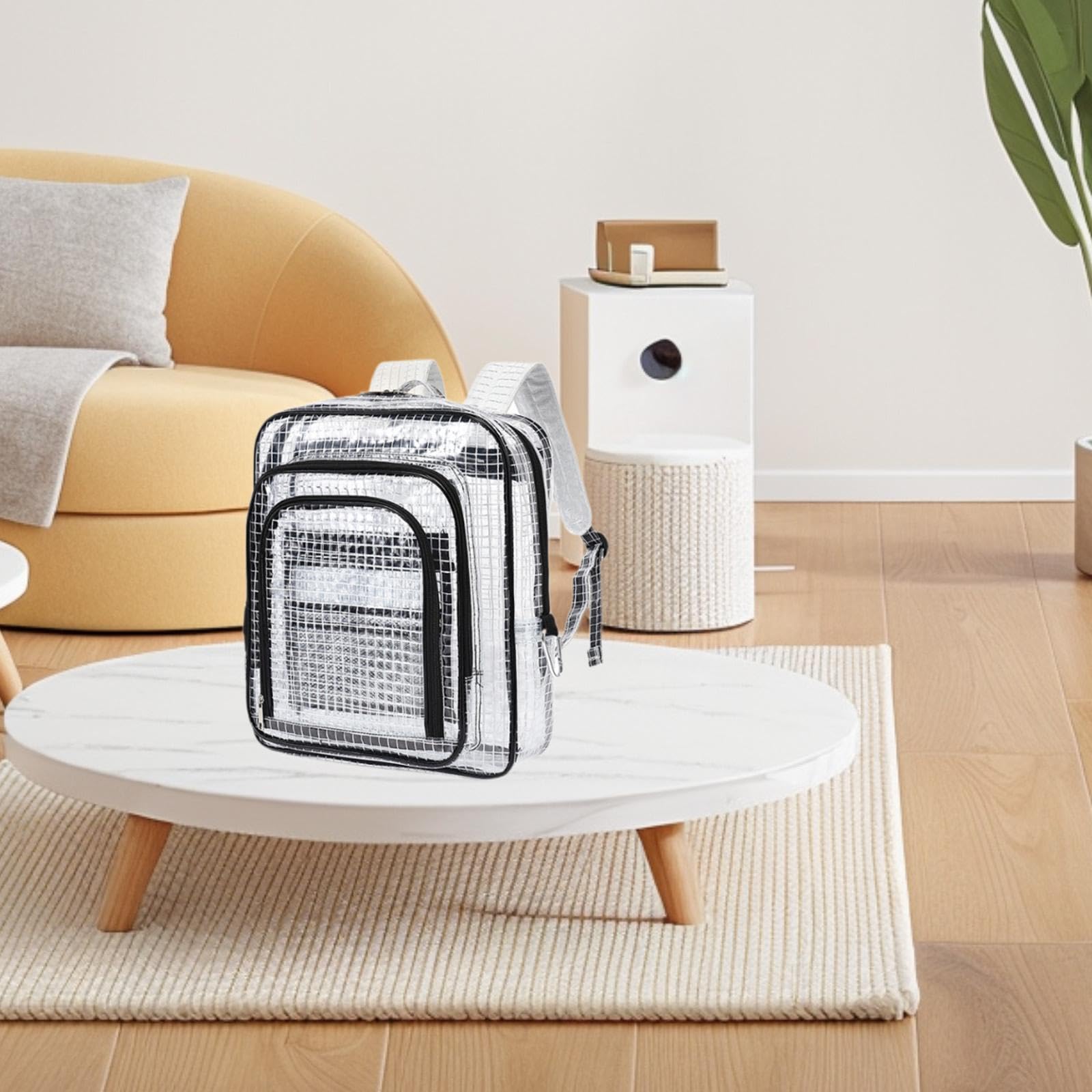 Zaino Trasparente Mesh Multiuso con PVC Antistatico per Strumenti Accessori Organizzatore Pulizia Riparatore Adatto per Tecnici Elettricisti Ambienti, Nero, 35x15x40 Cm