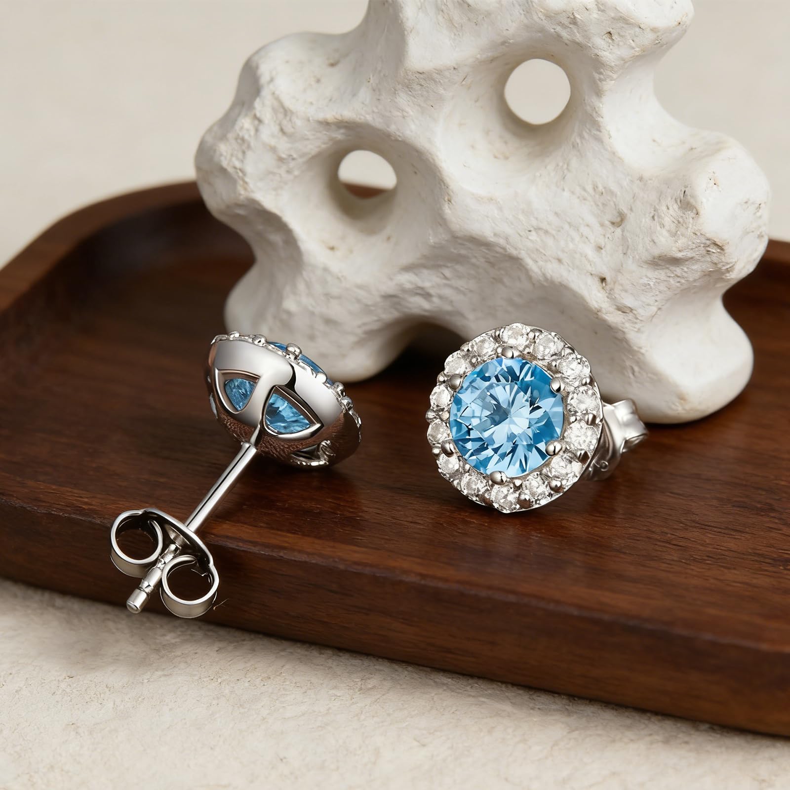Ohrstecker 925 Sterling Silber Halo Ohrringe mit Zirkonia Rund & Oval Hypoallergener Schmuck für Damen