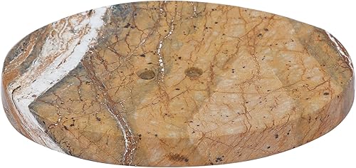 Miniatura 8 de Crocon Soporte ovalado para platos de mármol, bandeja de jabón, soporte decorativo de lujo para jabón para baño y cocina, encimera (14.5 x 9 x 1.5