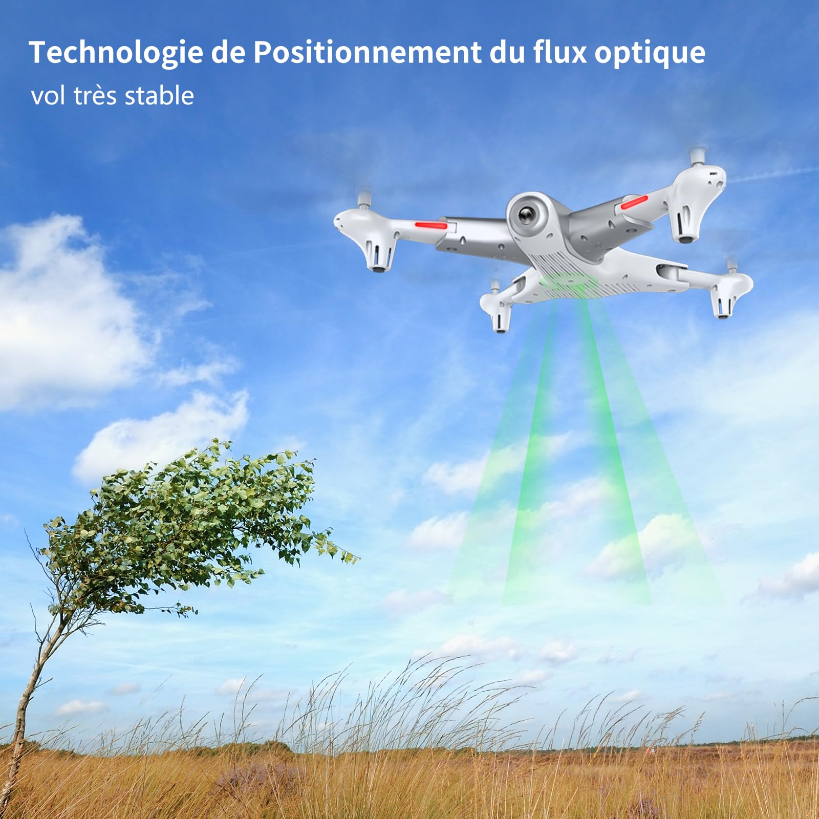 Loolinn | Drone Quadricoptère avec Camera HD pour Enfant (Cadeau 12+ ans) - Localisation par flux optique, Vol Très Stable, Temps de vol de 60 Minutes, Vrilles à 360°, Certification C0 Approuvée