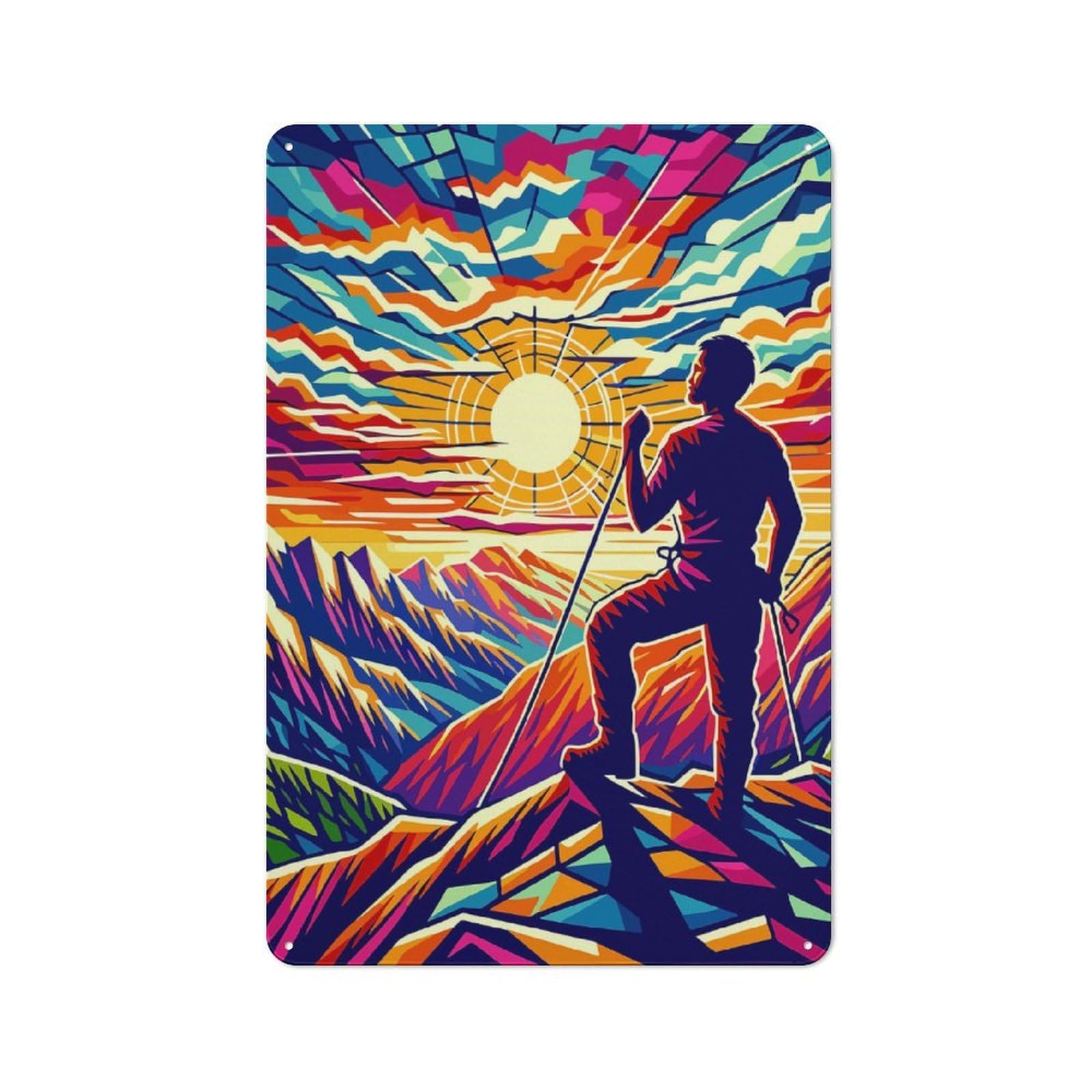 Junmoney Rock Climbing Wpap Pop Art Vintage Tin Sign 30X20cm With For Living Room Or Hallway, For Living Room Decor Lovers