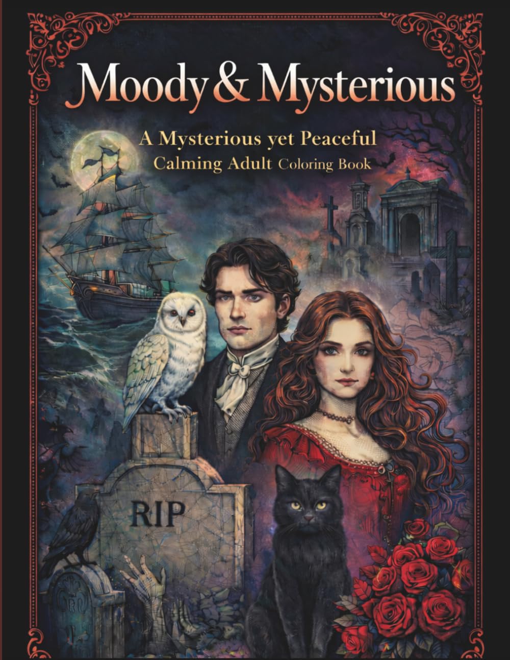 Moody & Mysterious - A Mysterious yet peaceful calming Adult Coloring Book: A Dark yet Peaceful Adult Coloring book for Relaxation and Creative Escape
