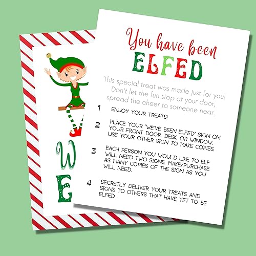 Miniatura 3 de You've Been Elfed | Paquete de 25 | Tamaño de papel estándar de 8.5 x 11 pulgadas | Hemos sido elfed | Diseño rojo, blanco y verde Navidad con mocos