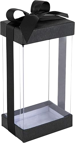 Hammont Cajas de regalo de plástico transparente (paquete de 6) cajas de panadería con base, tapa y cinta, para pasteles, pasteles, cupcakes y
