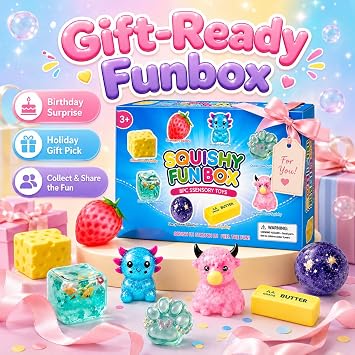 8 Piece Squishy Box, Squishy Fun Mystery Box Set Pack Squishies