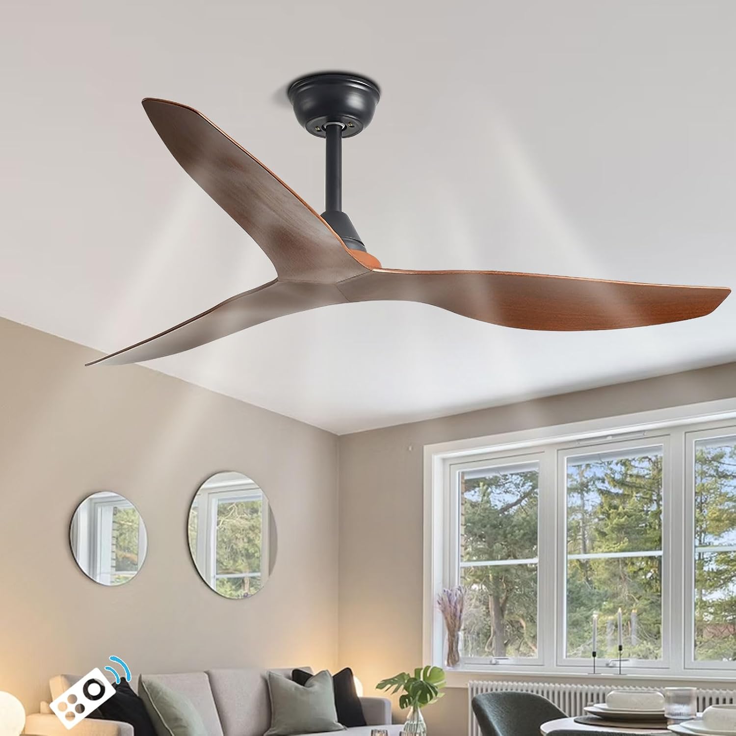 Nordic Quite Ceiling Fan With Remote Control 6-Speed Timer Ceiling Fans Without Lights For Home Bedroom Living Room Restaurant Industrial Commercial Ceiling Fan No Light