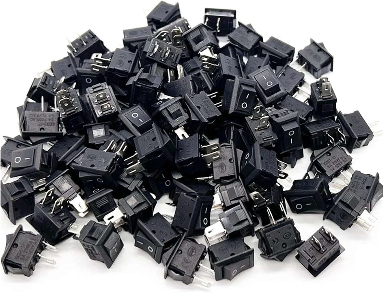 Power switch, Rocker Switch, KCD1 Snap-In Boat SPST 2Pin 3A 250V 10x15mm Black Pack Of 100