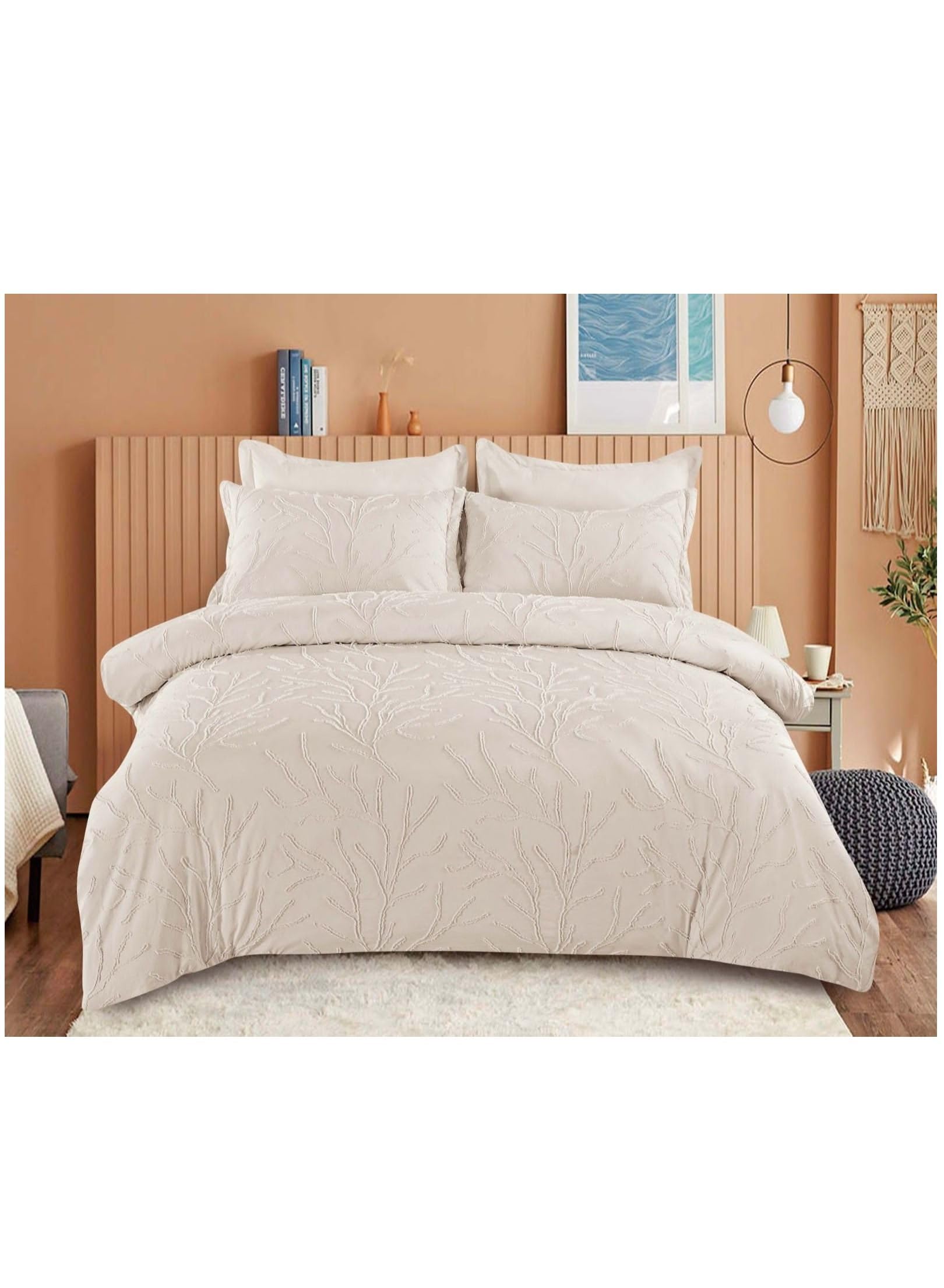 Duvet set Bedding Cover, Set Of 6pcs Bedding Set Luxury King Size Duvet Cover Sets with Pillowcase BEIGE