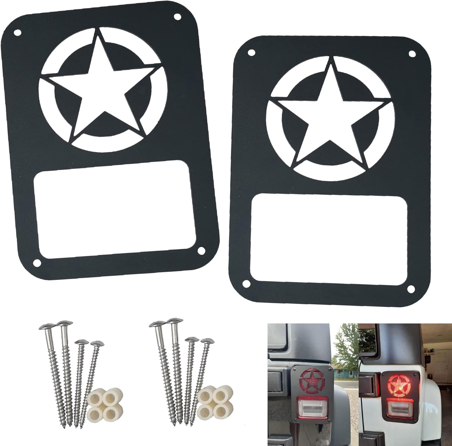 2Pack Rear Tail Light Covers Guards Compatible with 2007-2018 Jeep Wrangler JL JK Accessories,Light Guard(American Flag)