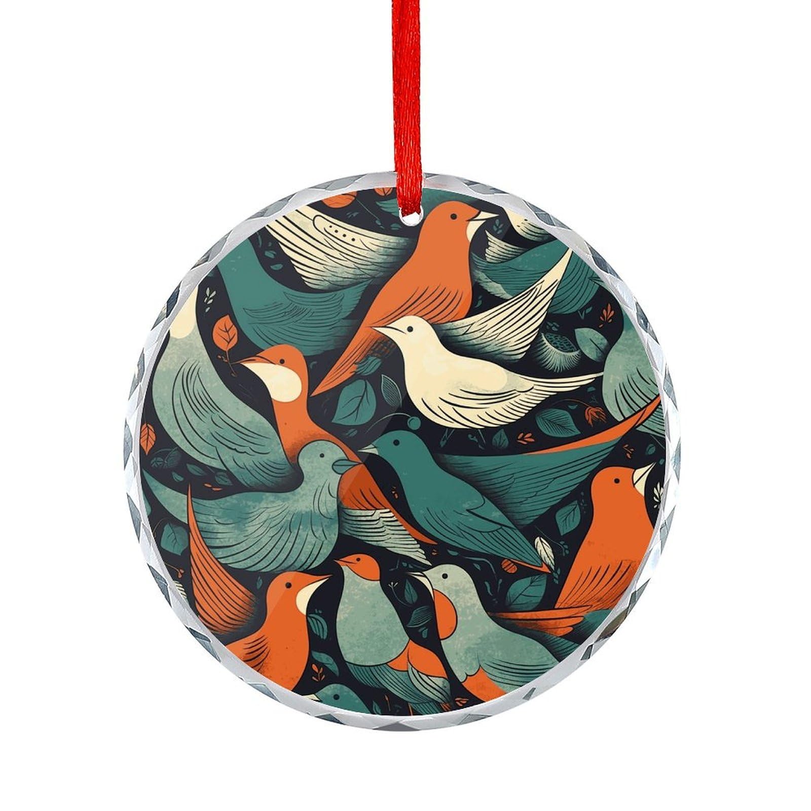 Fodpand Women's Style Flock Of Birds Round Glass Ornament Keepsake Gift Exchange Ideas Car Decor,Christmas Ornaments For Tree Window Garden Ornaments