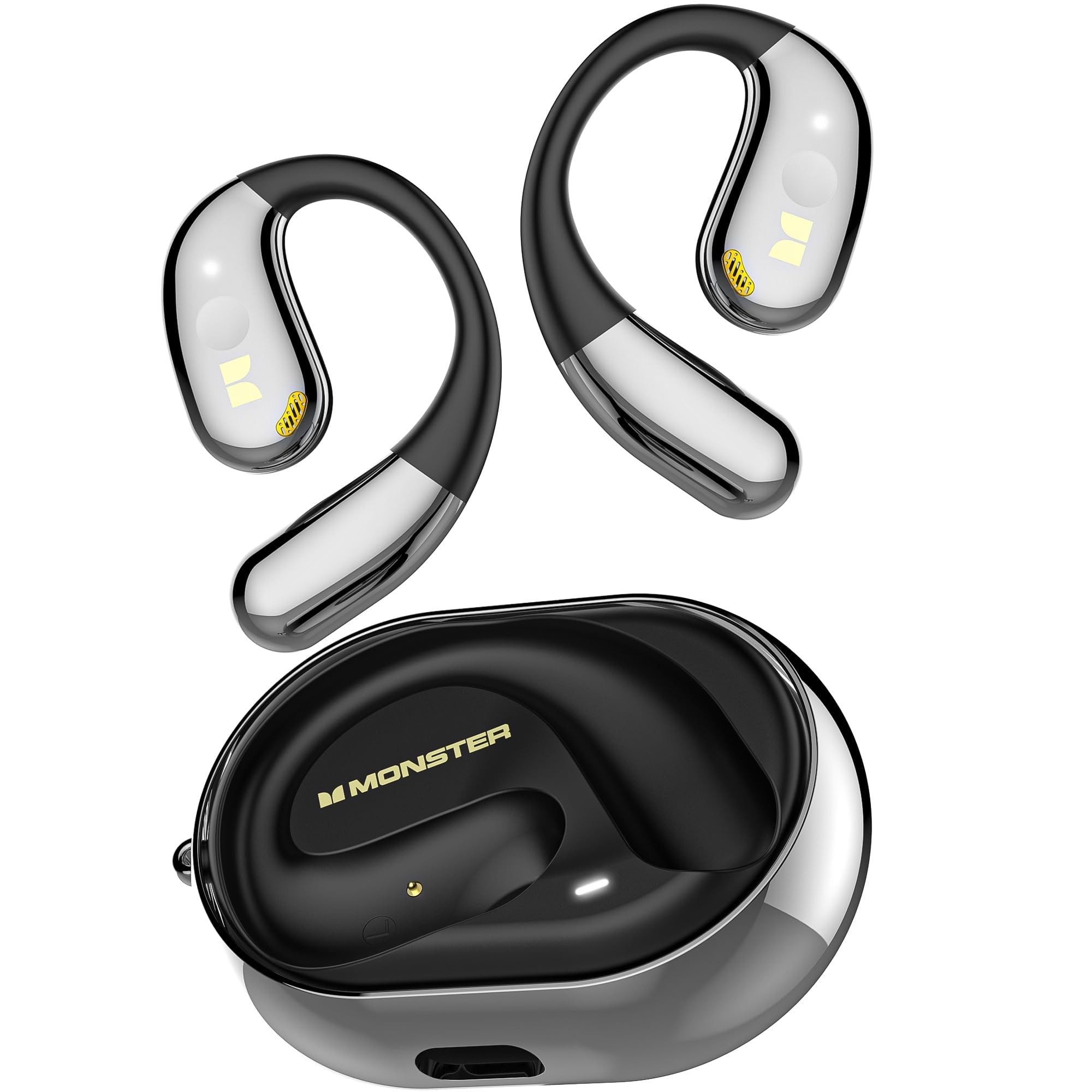 Monster Open Ear AC360, Wireless Bluetooth Rotary Earphone, with Lanyard, Upgraded Bluetooth 6.0, Touch Control, 24h Long Battery Life, IPX5 Waterproof,Long-Lasting Wear Without Fatigue Black