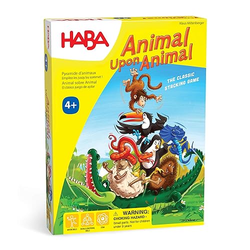 HABA Animal Upon Animal Game - Classic Wooden Tower Stack