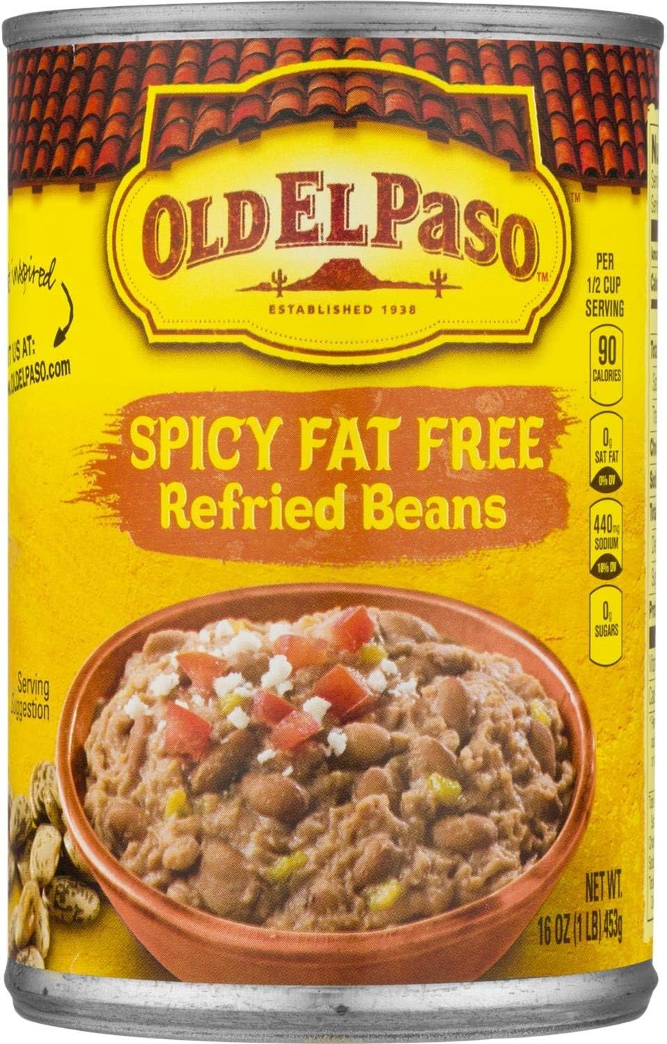 Old El Paso Spicy Fat Free Refried Beans, 453 g