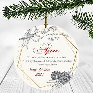 Merry Christmas Tree Ornaments Family 2024 - to My APA, I Am So Proud for You - Romantic Ornament Gift for APA Ornament 3 Inch Plastic Circle Flat