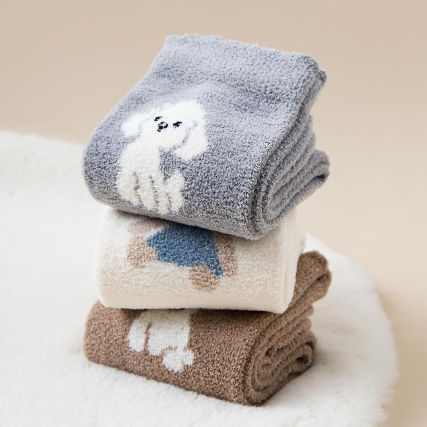 3 Pairs Womens Casual Calf Socks Warm Home Cozy Crew Socks Winter Sleeping Sock Size 5-10 - Image 5