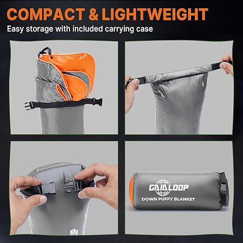 Miniatura 3 de Manta acolchada de plumón para automóvil, campamento, al aire libre, viajes, mochileros, ligera, portátil, suave, cálida, acogedora, manta de