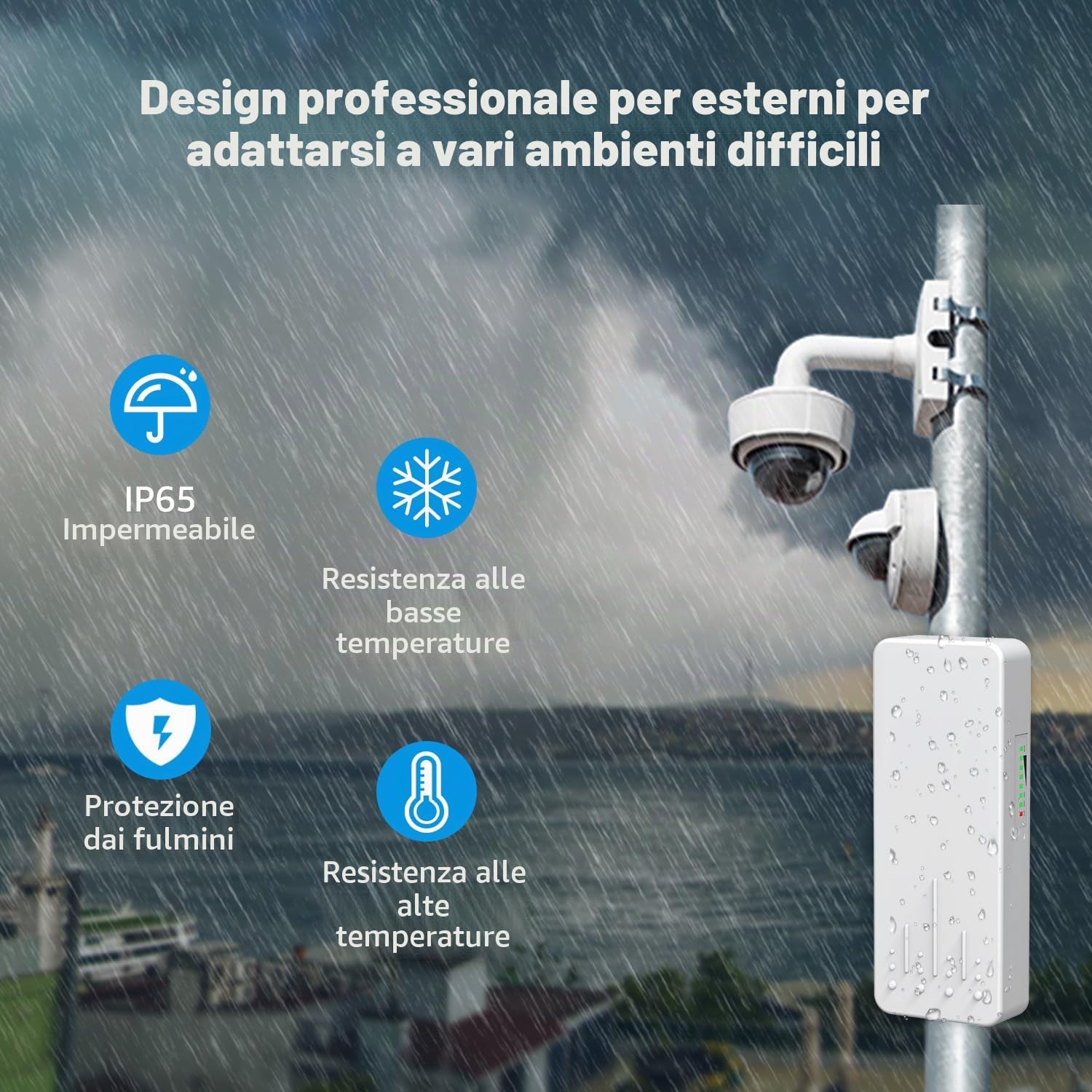 Bridge wireless per esterni, router bridge Ethernet wireless punto a punto Wi-Fi con trasmissione NICGIGA 5.8G 3KM, con 2 porte LAN RJ45 da 100 Mbps, CPE da 2 pacchetti, Plug and Play.