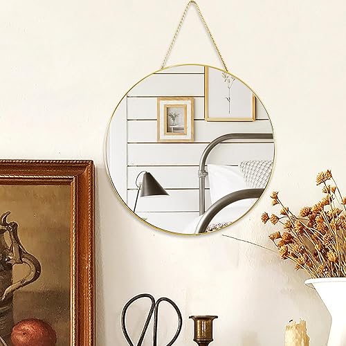 Miniatura 3 de Espejo de pared redondo pequeño de 11.8 pulgadas, espejo de baño dorado