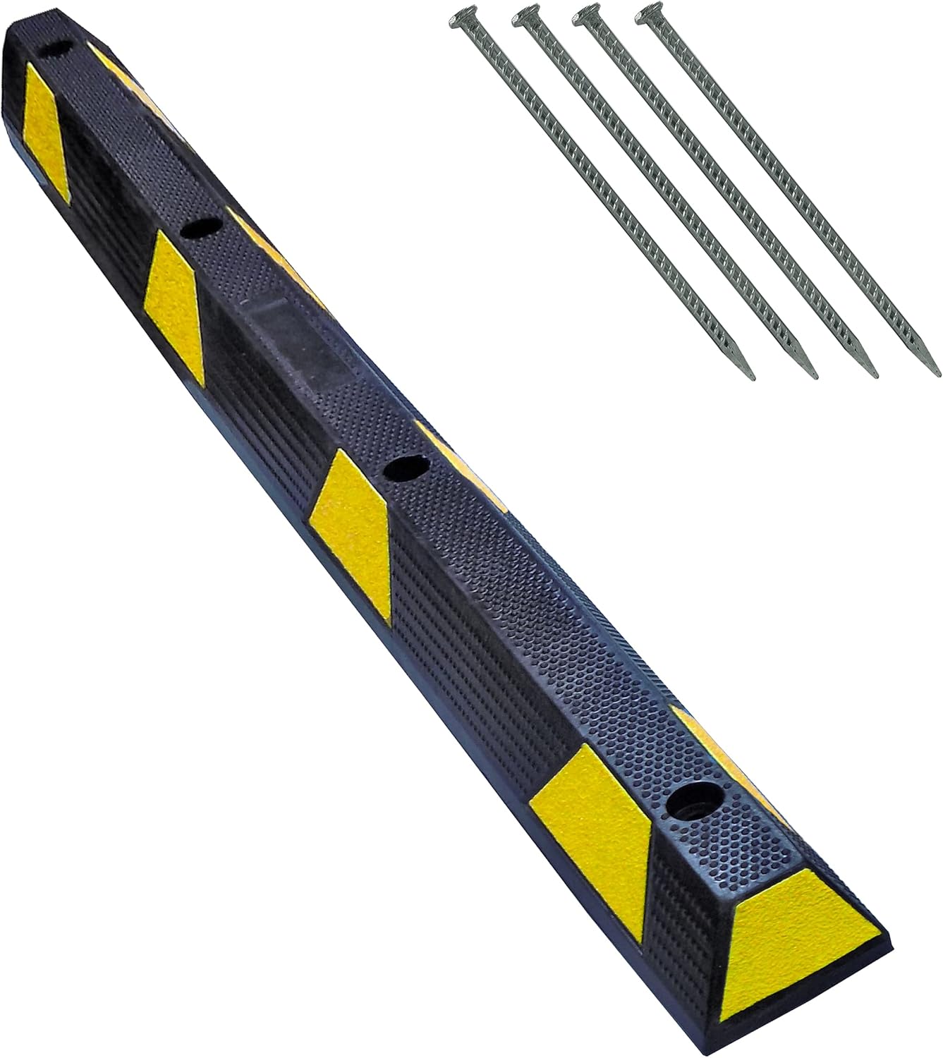 Electriduct 72" Heavy Duty Rubber Handicap Parking Block Curb Wheel Stop 3.75" Height 6 Feet Includes Asphalt Mounting Hardware Anchor Kit - Black/Blue Stripe