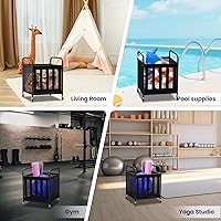 Vista 6 de Carrito de almacenamiento de pelotas, organizador de equipo deportivo con ruedas, almacenamiento de voleibol, baloncesto, fútbol, béisbol