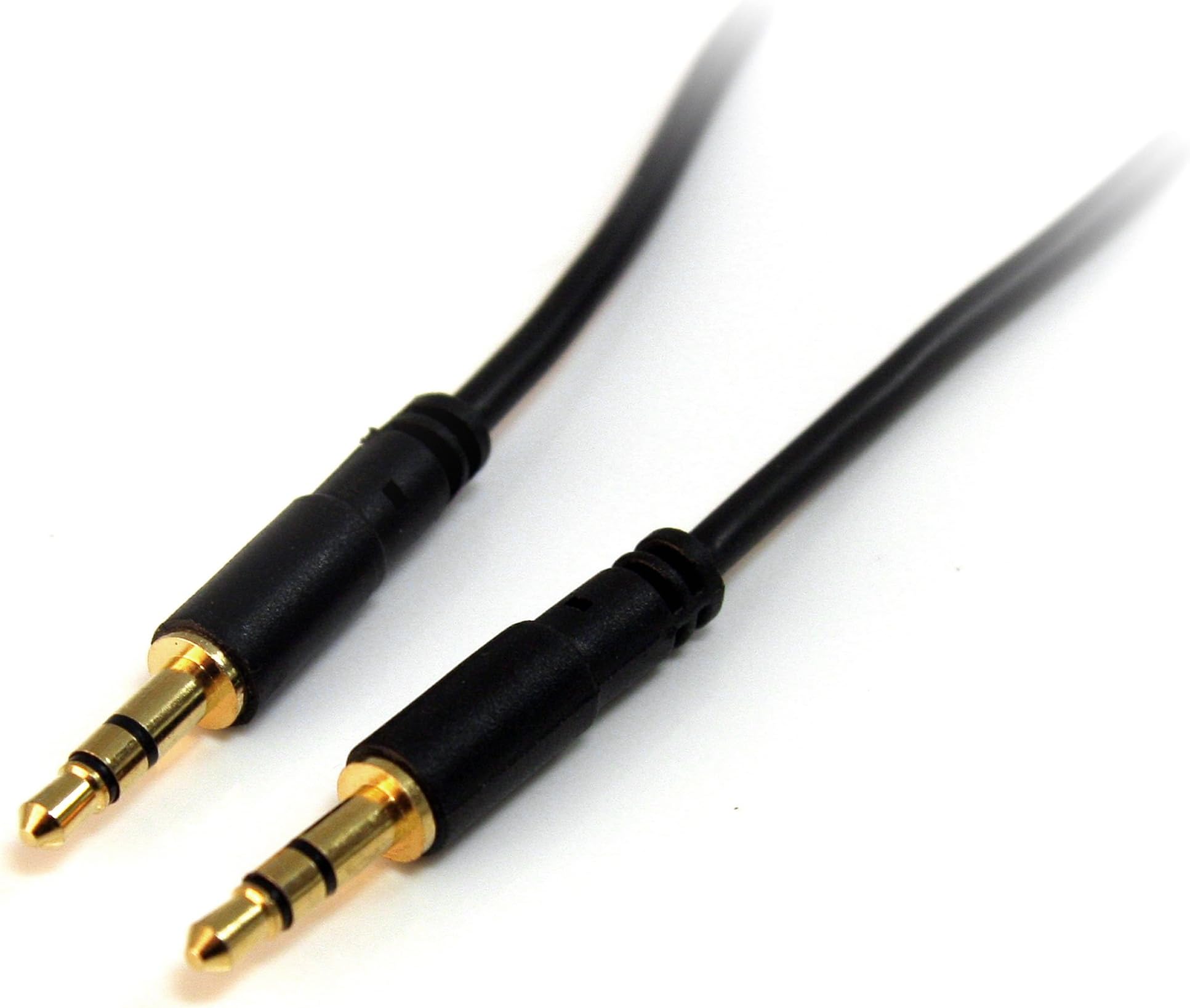 StarTech.com 15 ft. (4.6 m) 3.5mm Audio Cable - 3.5mm Slim Audio Cable - Gold Plated Connectors - Male/Male - Aux Cable (MU15MMS), Black