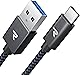 RAMPOW usb c ケーブル【1m/黒】タイプc ケーブル 急速充電 QuickCharge3.0対応 USB3.1 Gen1規格 iPhone15シリーズ充電ケーブル Sony Xperia/Samsung/Asus Zenfone/Fujitsu Arrows/PS5コントローラー タイプc多機種対応 在宅勤務支援