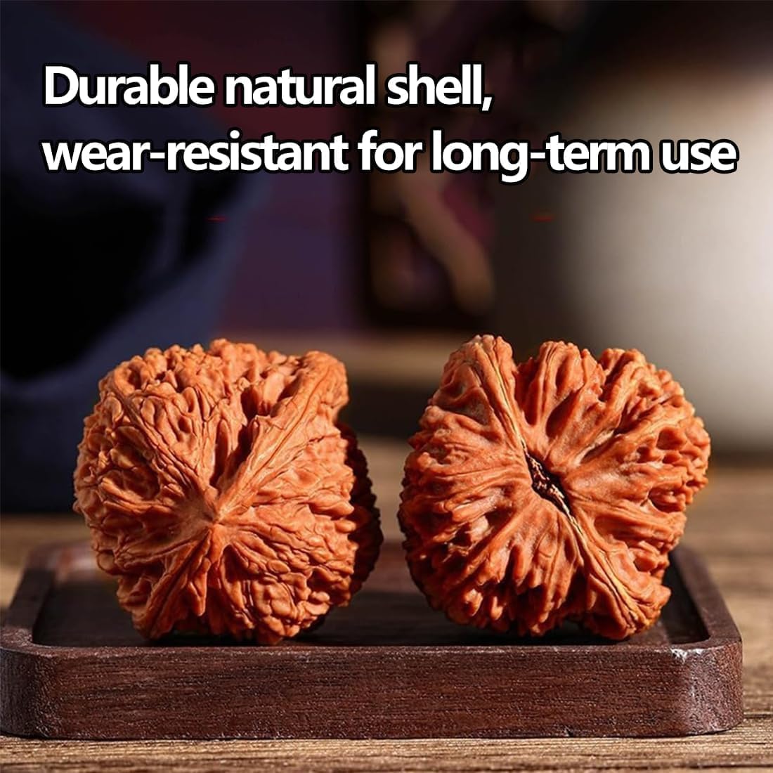 Wenwan Walnut Set, Giant Wenwan Walnuts, Chinese New Year Craft with Gift Box & Brush, Meaningful Gift for Fathers, Elders, Collectors (D)