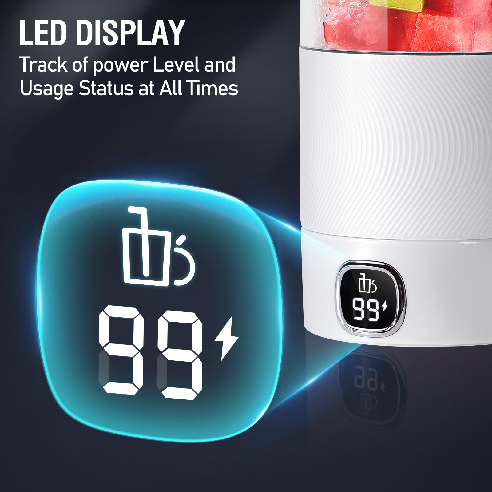 Przenośny mikser 350 ml do smoothie Maker z inteligentnym wyświetlaczem LED, z możliwością ponownego ładowania, do fitnessu, podróży i pracy