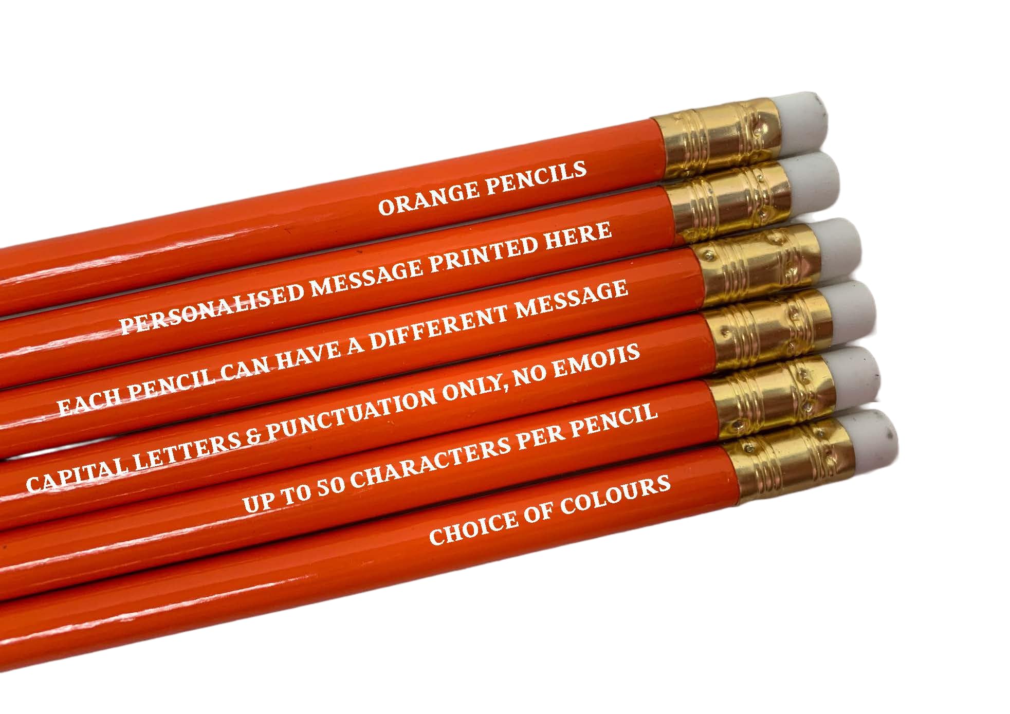 Personalised Pencils - Choice of Colours and Quantities (Orange, 200 Pencils)