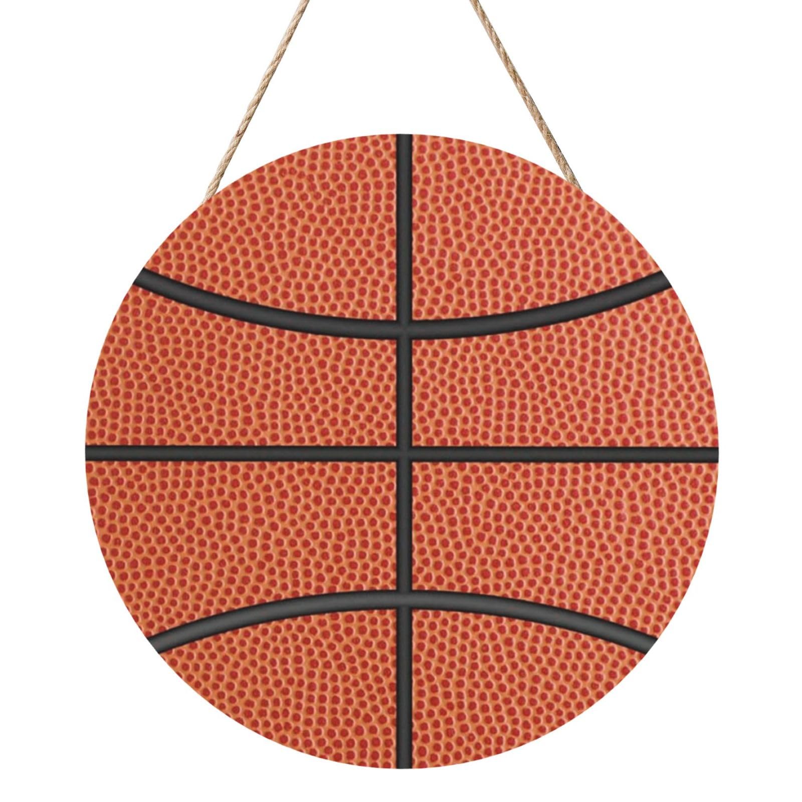 InOmak Basketball Texture, Round Wood Panel Painting 12 in, Wall Hanging Painting For Home