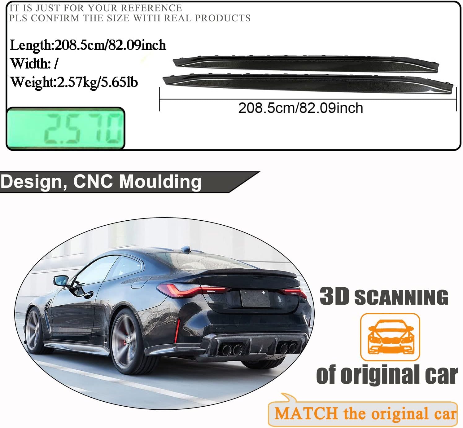 MCARCAR KIT Carbon Fiber Side Skirts for BMW 4 Series G82 G83 M4 2021-2025 2-Door Under Door Rocker Panels Valance Extension Lip (G82 G83 M4)