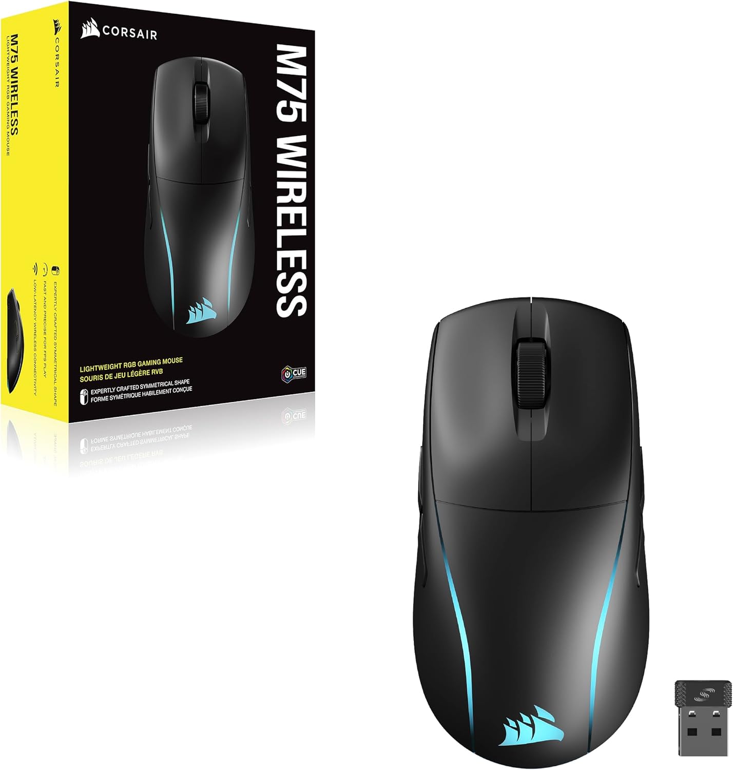 M75 WIRELESS RGB Mouse da Gioco FPS Leggero ÔÇô 26.000 DPI ÔÇô Pulsanti Laterali Intercambiabili ÔÇô Compatibile con iCUE ÔÇô PC ÔÇô Nero - Mouse gaming - Immagine 8
