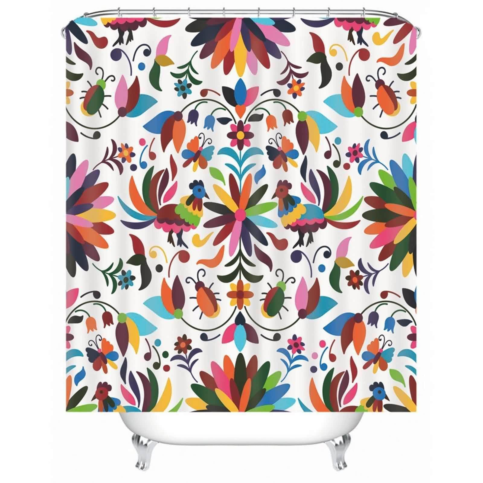 Rideau de salle de bain pour baignoire étanche en tissu blanc lavable