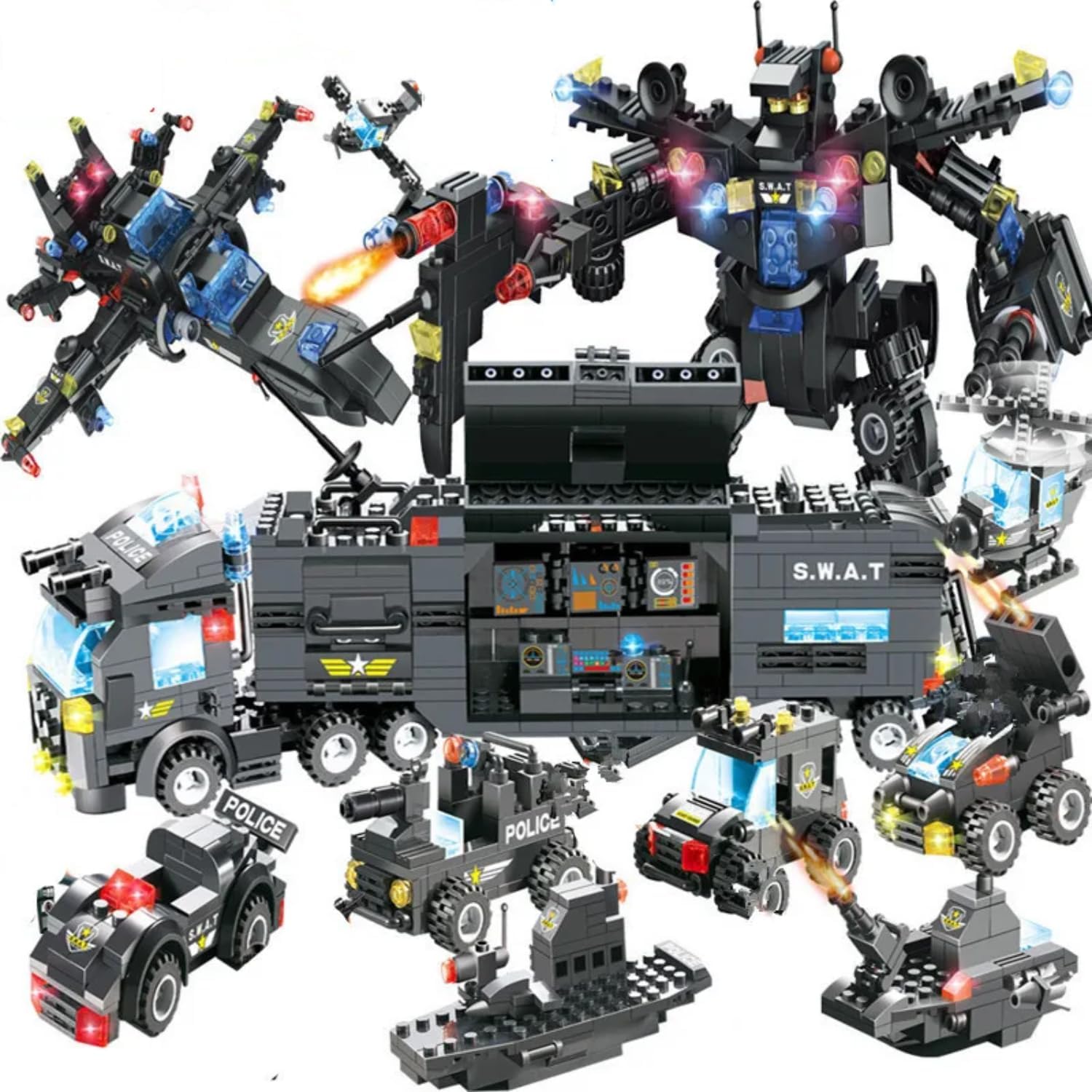 725 Pcs City Police SWAT ROBOCOP War Generals Robot Truck Building Blocks Sets Brinquedos Bricks Educational Toys for Children