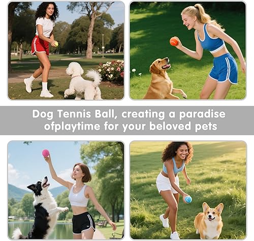 Miniatura 6 de PHOEPET Paquete de 6 pelotas de tenis para la práctica de entrenamiento de principiantes, bolas de perro a granel para juguetes masticables (mezcla