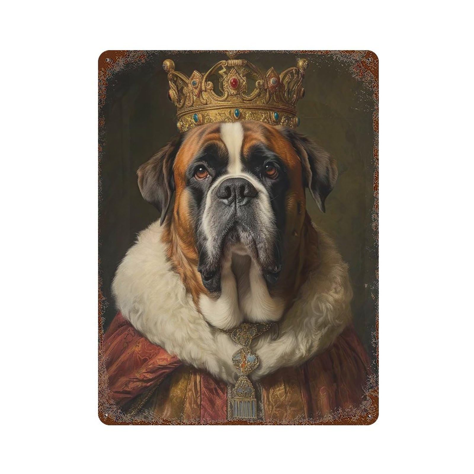 Saint Bernard The King Vintage Metal Tin Sign 15.7"x11.8", for Garage, Bar And Workshop Decor, Novelty Wall Decor