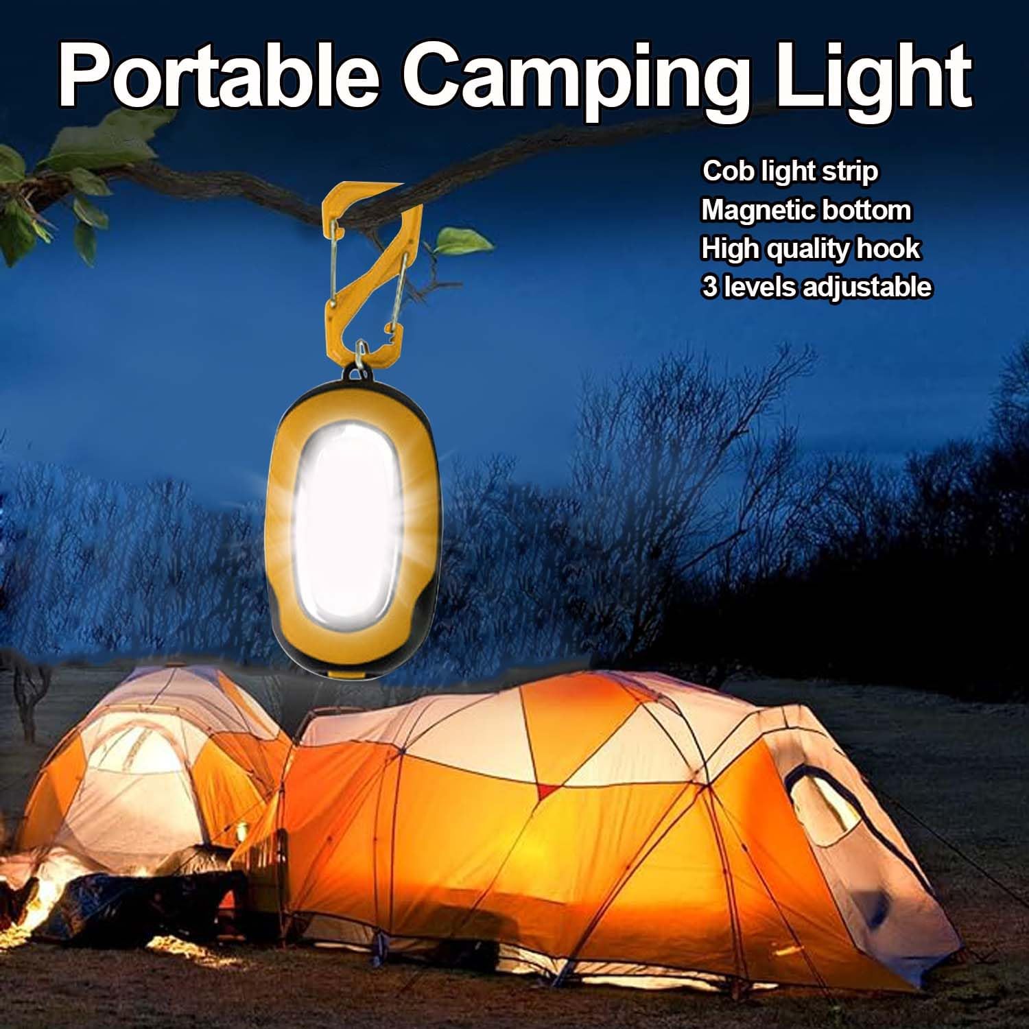 Pocketman Portable Magnetic Work Light with Carabiner ‎Magnetic Hook Light COB Keychain Torch 3 Lighting Modes Battery Operated Pocket Work Lights for Repairing, Emergency, Hiking, Camping