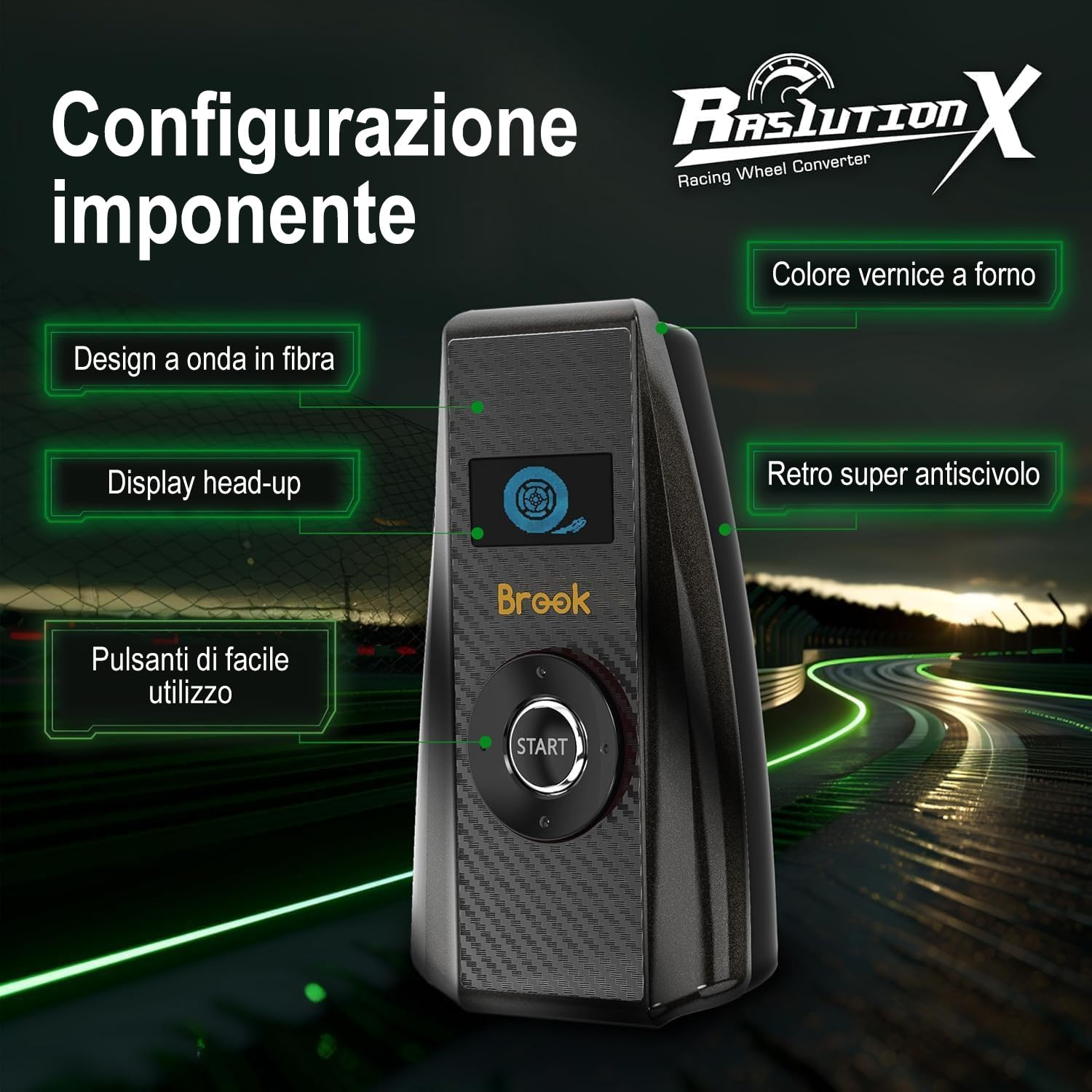 Mcbazel Brook Ras1ution X Convertitore per Volante da Corse per Xbox Series X|S/Xbox One/Xbox 360, Supporta oltre 60 Volanti, Retroazione della Forza Regolabile, Personalizzazione tramite App Mobile