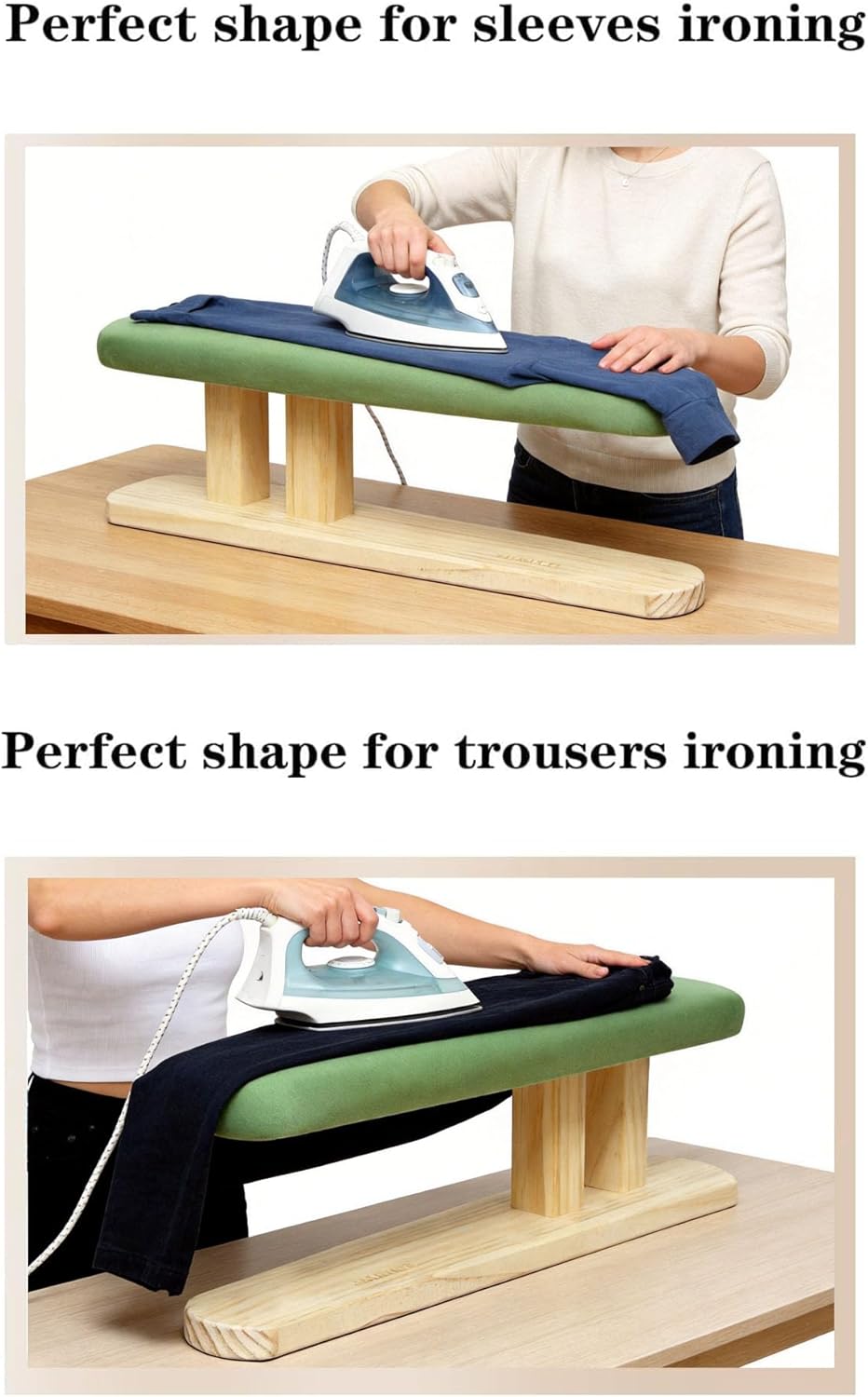 Sleeve Ironing Board Portable Chest & Sleeves Tabletop Tailor Pressing Stool with Wooden Base, Ironing Stool for Tailor, Household, Laundry Rooms