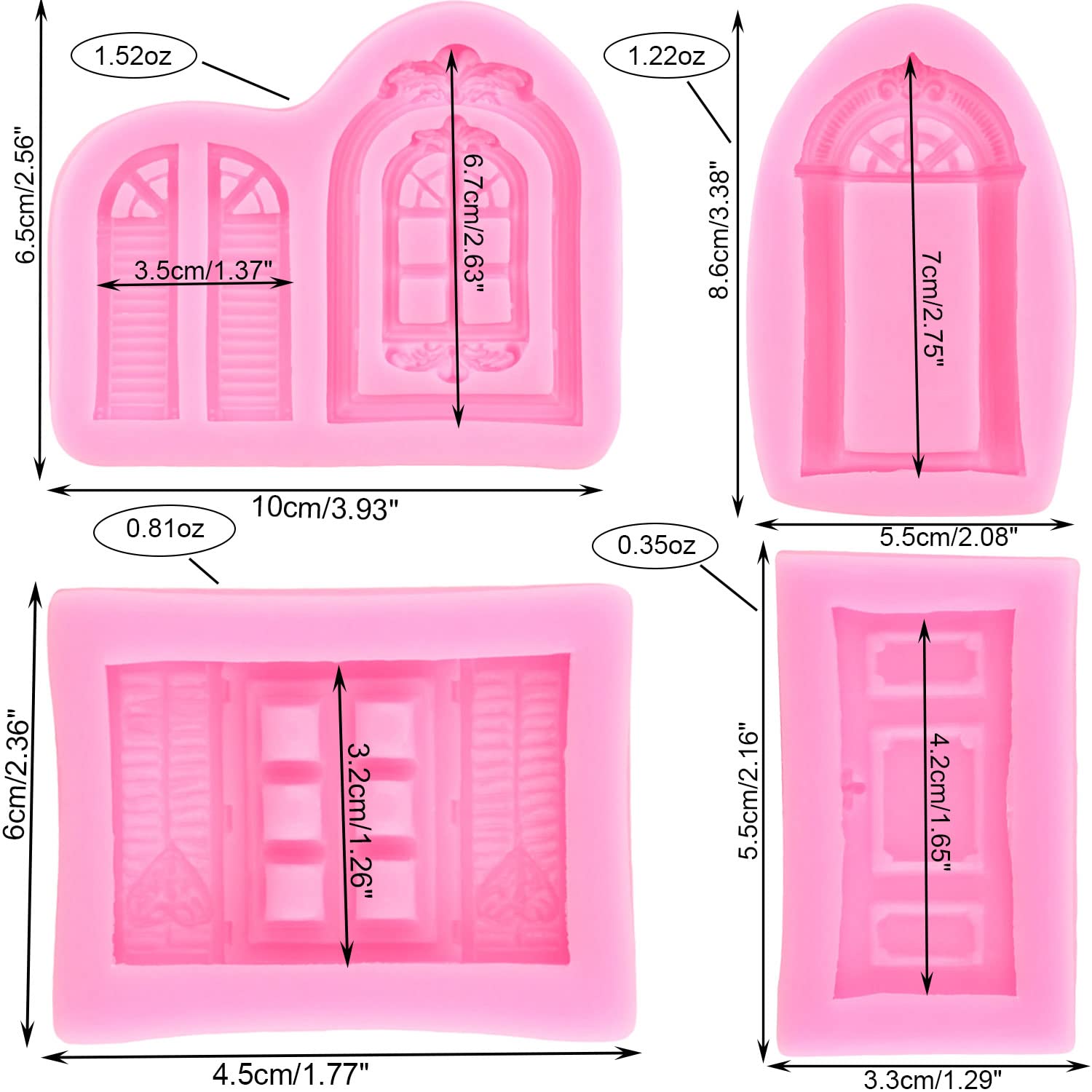 Set 4 Stampi In Silicone Per Decorazione Torte - Porte E Finestre Rosa - Foto 4