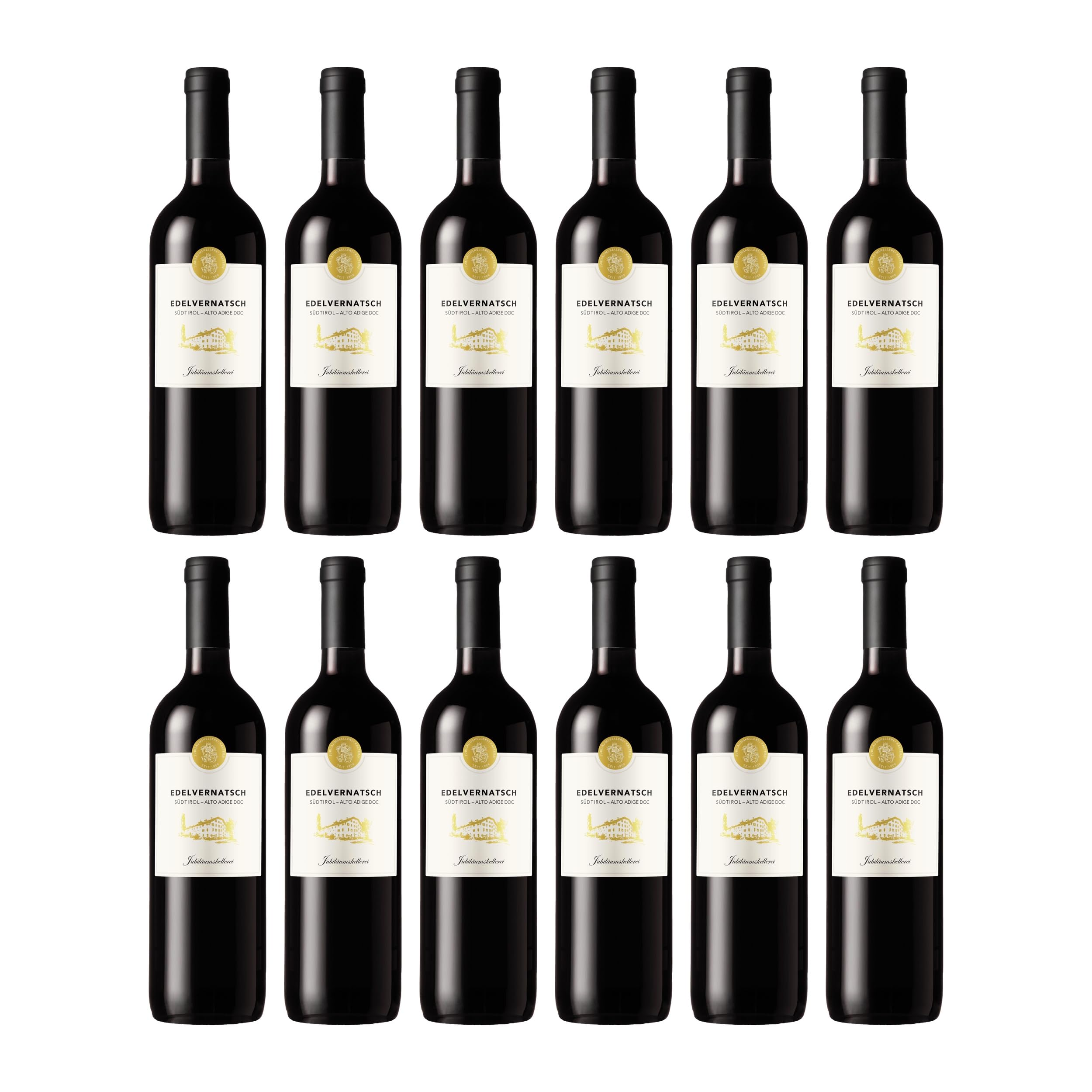 Jubiläumskellerei Kaltern Edelvernatsch DOC Rotwein Rot Trocken Italien inkl. FeinWert E-Book (12 x 0.75 l)