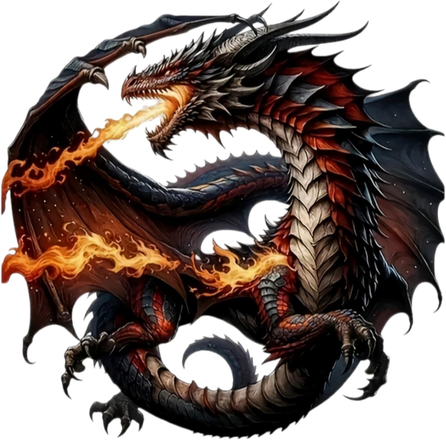 Durable Flame Dragon Car Sticker – 5.5 Inch Glossy Vinyl Car Body Stickers, Waterproof Car Sticker, Decorative Stickers for Cars, Motorcycles, Laptops, Suitcases, Helmets, Walls, Doors, 2 Pack