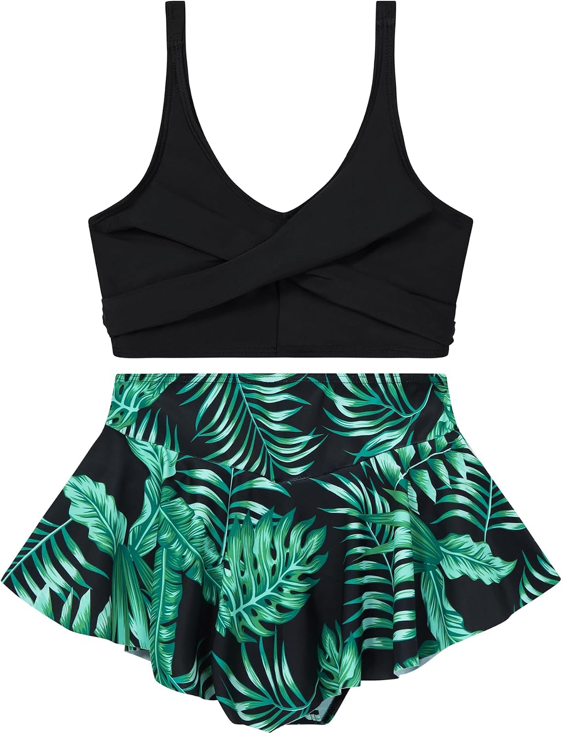 Swimsuits for Teen Girls 2 Piece Tankini Swimsuit Summer Bathing Suits Print Beach Swimwear Set with Ruffle Hem for 9-16Y