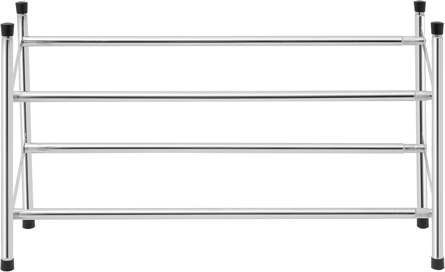 Axentia Chromed Metal 2 Tier Shoe Rack - Stackable Telescopic Shoe Rack for Organising 6 to 12 Pairs, Extendable from 62-115 cm