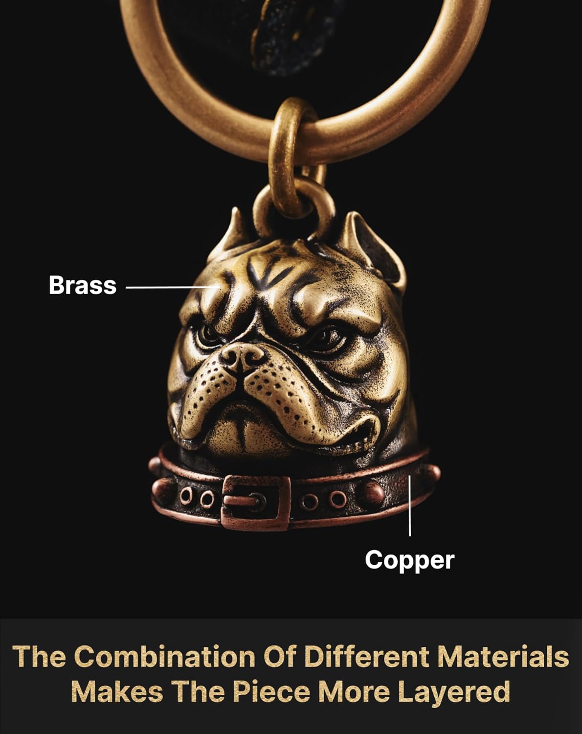 COPPERTIST.WU Dog Bell Bulldog Decor Bells Keychain Pet Tracker Collar Charms