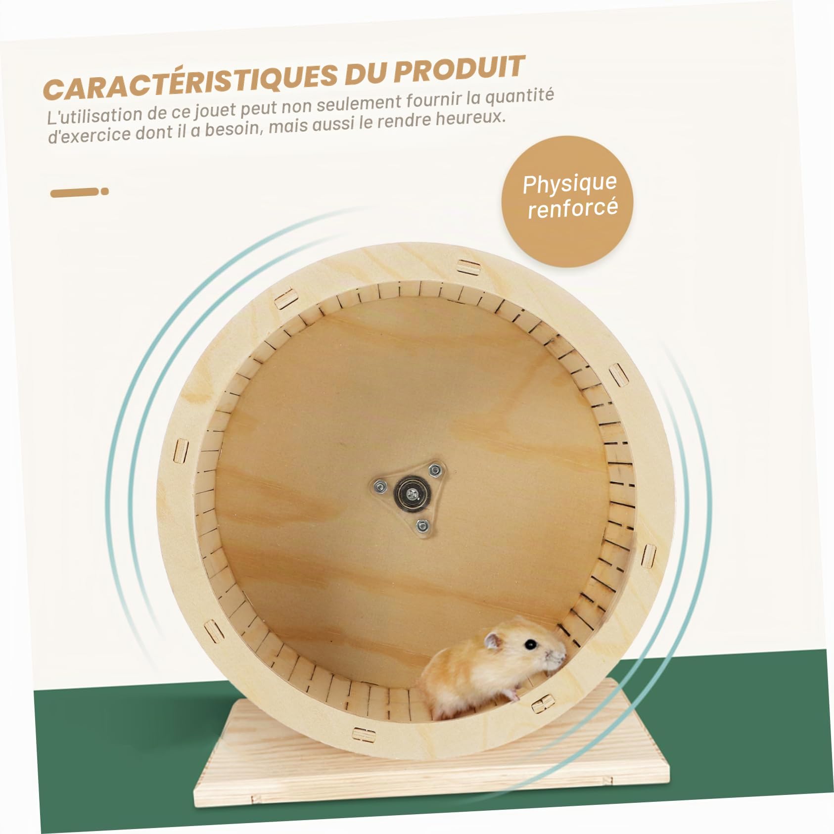 1pièce Roue Bois pour Hamster Accessoire Exercice Silencieux pour Chinchilla Et Cochon Jouet Bois Durable pour Cages