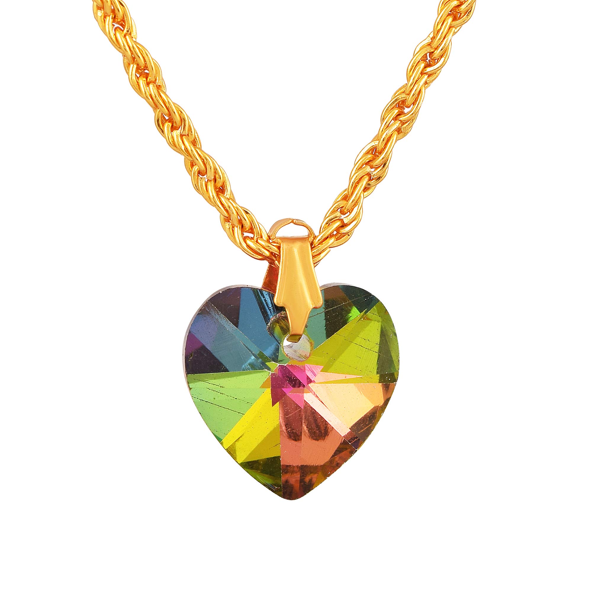 DULCI® Rainbow Color Changing Crystal Glass Hanging Heart Valentines Day Necklace Chain Pendant Jewelry for Women Girls (B08W96B796) Amazon Price History, Amazon Price Tracker