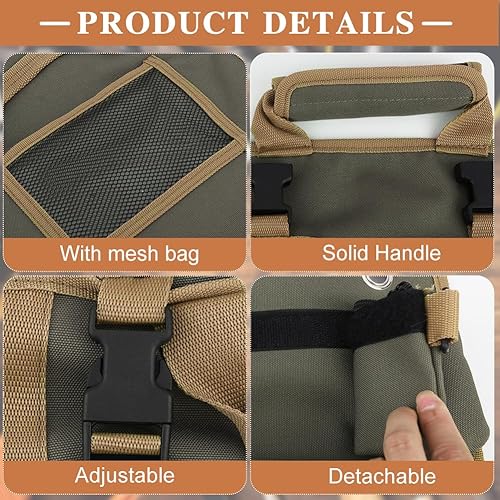 Miniatura 5 de Bolsa enrollable portátil para herramientas, diseño de cremallera, organizador de llaves, 4 compartimentos para herramientas + 2 pequeñas bolsas de