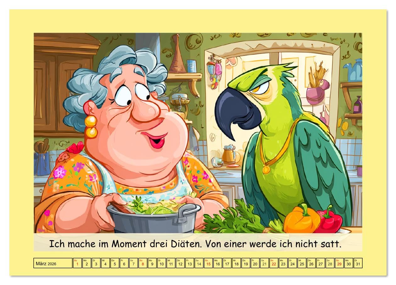 Witzige Cartoons und Sprüche. Das lustige Leben mit einem Vogel (hochwertiger Premium Wandkalender 2026 DIN A2 quer), Kunstdruck in Hochglanz: Frauen ... voller verrückter Momente (CALVENDO Spass)