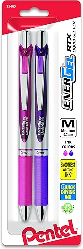 Miniatura 13 de Pentel EnerGel RTX - Bolígrafo de gel líquido retráctil (¹/₃₂ pulgadas), punta de metal, línea mediana, tinta azul marino, paquete de 2